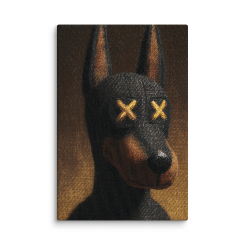 Doberman Portrait Canvas Print – Dark Luxury Street Art Wall Art | Bold Masculine Home Decor