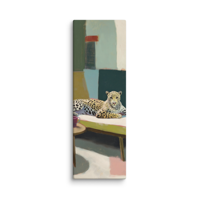 Leopard on Daybed Canvas Print – MCM Wall Art | Dopamine Decor Mid Century Modern Home Decor