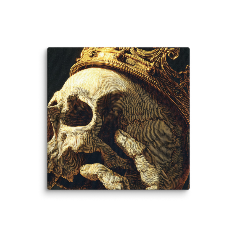 Gothic Wall Art – Crowned Skull Canvas Print | Dark Academia Memento Mori Home Decor