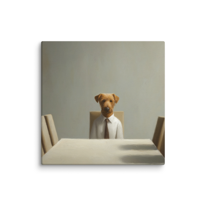 Funny Dog Wall Art – Business Dog Canvas Print | Surrealist Minimalist Office Home Decor