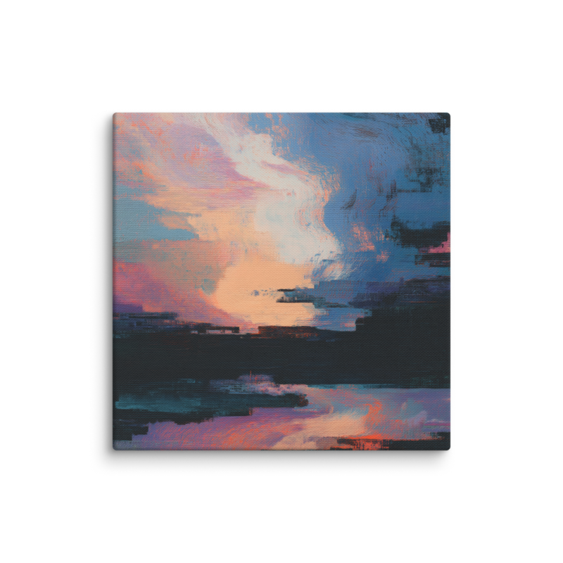 Glitch Sunset Canvas Print – Vaporwave Abstract Wall Art | Dopamine Decor Modern Home Decor