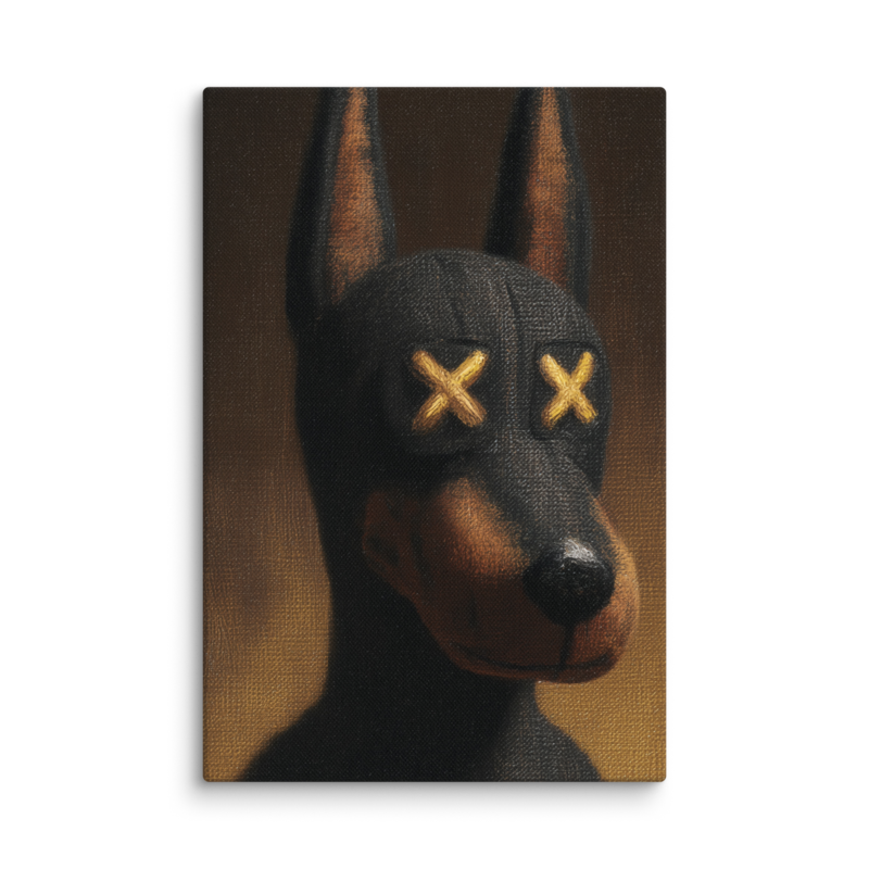 Doberman Portrait Canvas Print – Dark Luxury Street Art Wall Art | Bold Masculine Home Decor