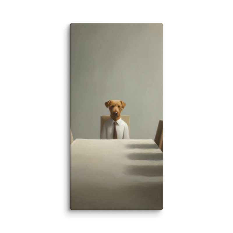 Funny Dog Wall Art – Business Dog Canvas Print | Surrealist Minimalist Office Home Decor