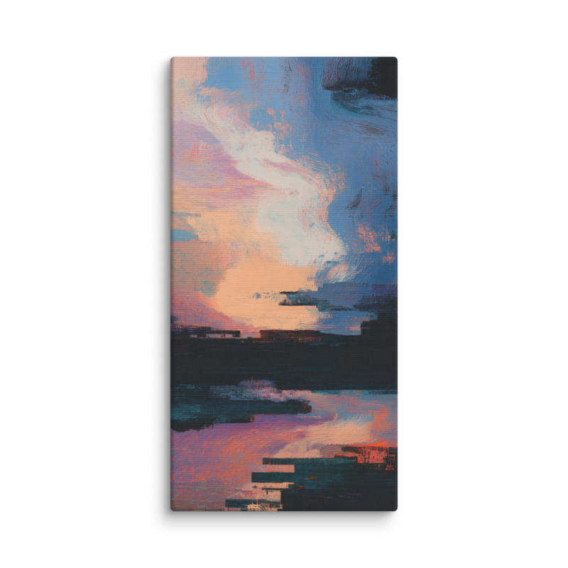 Glitch Sunset Canvas Print – Vaporwave Abstract Wall Art | Dopamine Decor Modern Home Decor