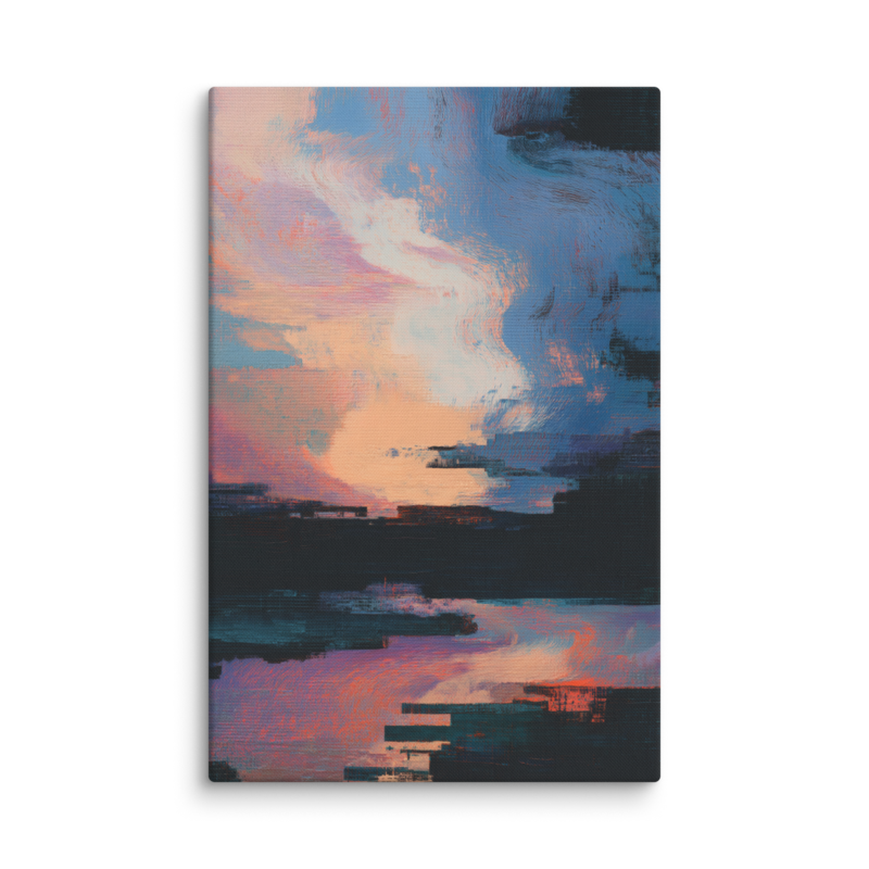 Glitch Sunset Canvas Print – Vaporwave Abstract Wall Art | Dopamine Decor Modern Home Decor