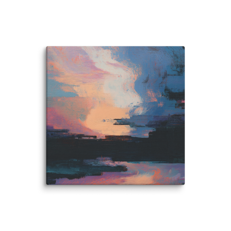 Glitch Sunset Canvas Print – Vaporwave Abstract Wall Art | Dopamine Decor Modern Home Decor