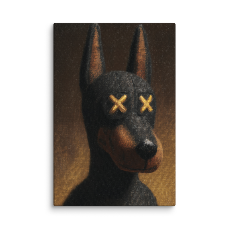 Doberman Portrait Canvas Print – Dark Luxury Street Art Wall Art | Bold Masculine Home Decor