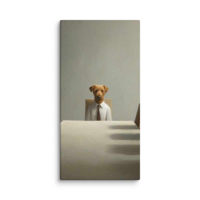 Funny Dog Wall Art – Business Dog Canvas Print | Surrealist Minimalist Office Home Decor