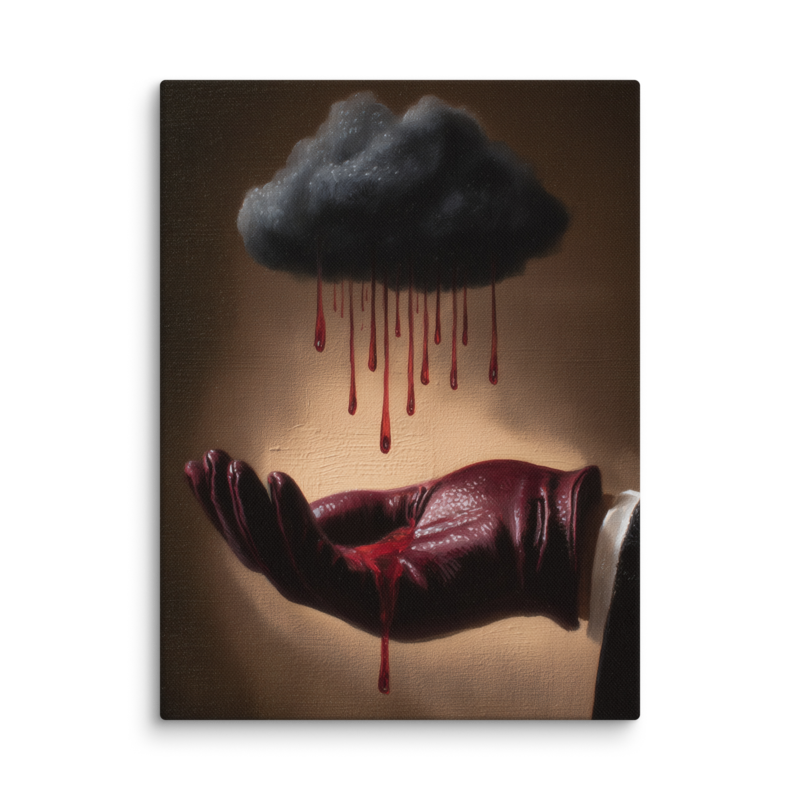 Surrealist Wall Art – Dark Cloud Hand Canvas Print | Gothic Moody Chiaroscuro Home Decor