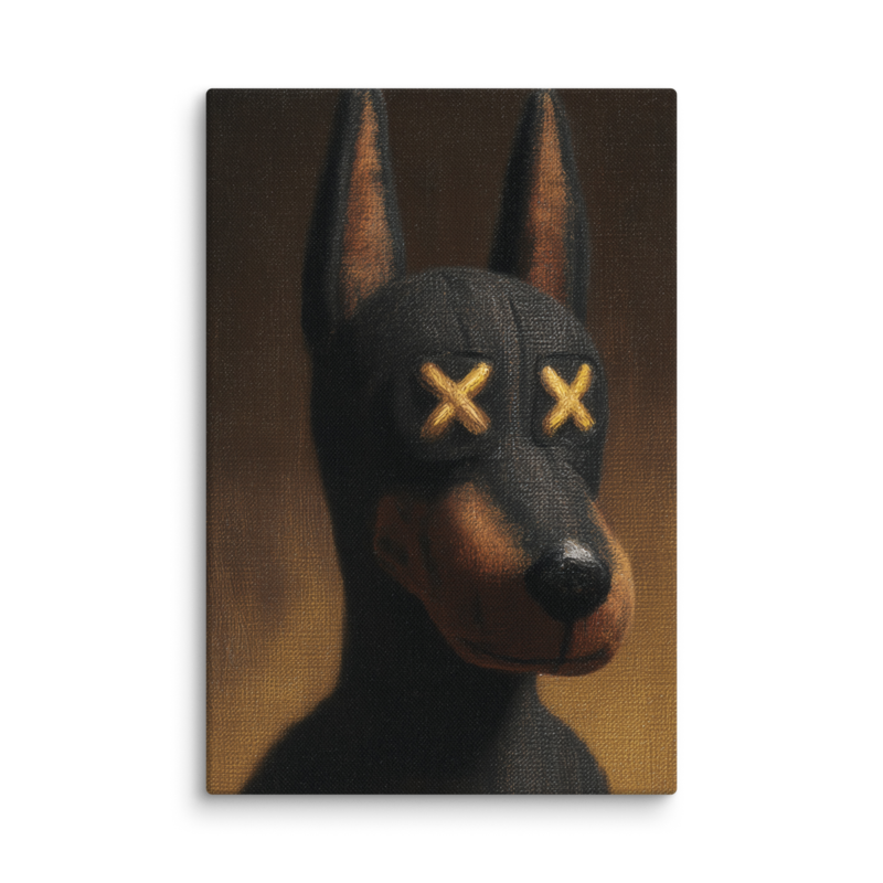 Doberman Portrait Canvas Print – Dark Luxury Street Art Wall Art | Bold Masculine Home Decor