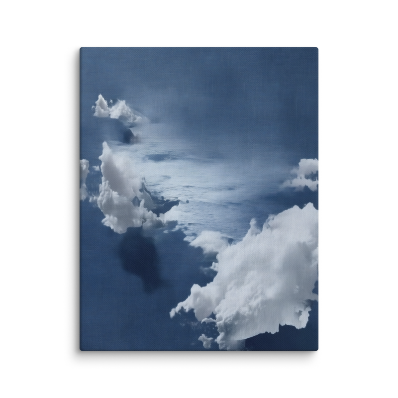 Blue Cloud Canvas Print – Coastal Minimalist Wall Art | Navy Japandi Calm Home Decor