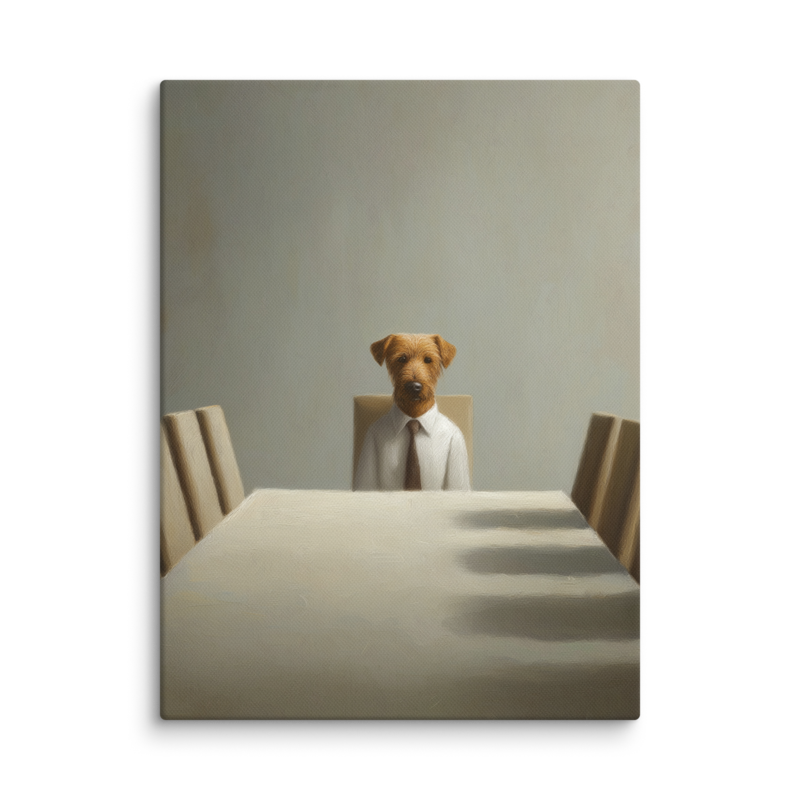 Funny Dog Wall Art – Business Dog Canvas Print | Surrealist Minimalist Office Home Decor