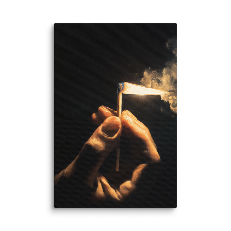 Dark Academia Wall Art – Lit Match Canvas Print | Moody Figurative Home Decor