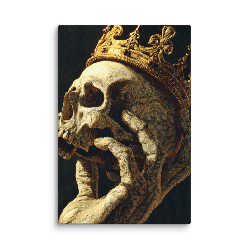 Gothic Wall Art – Crowned Skull Canvas Print | Dark Academia Memento Mori Home Decor