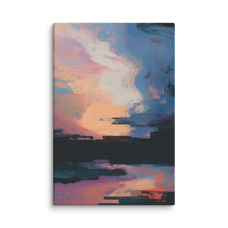 Glitch Sunset Canvas Print – Vaporwave Abstract Wall Art | Dopamine Decor Modern Home Decor