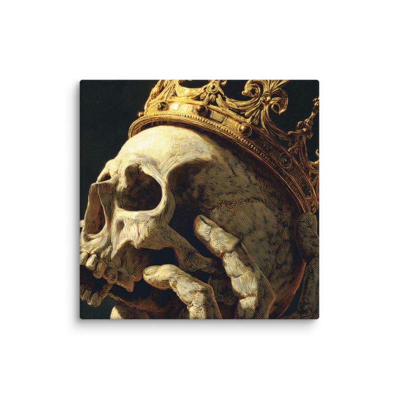 Gothic Wall Art – Crowned Skull Canvas Print | Dark Academia Memento Mori Home Decor