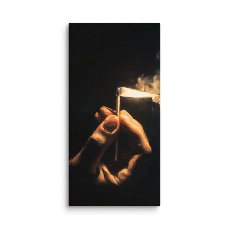 Dark Academia Wall Art – Lit Match Canvas Print | Moody Figurative Home Decor