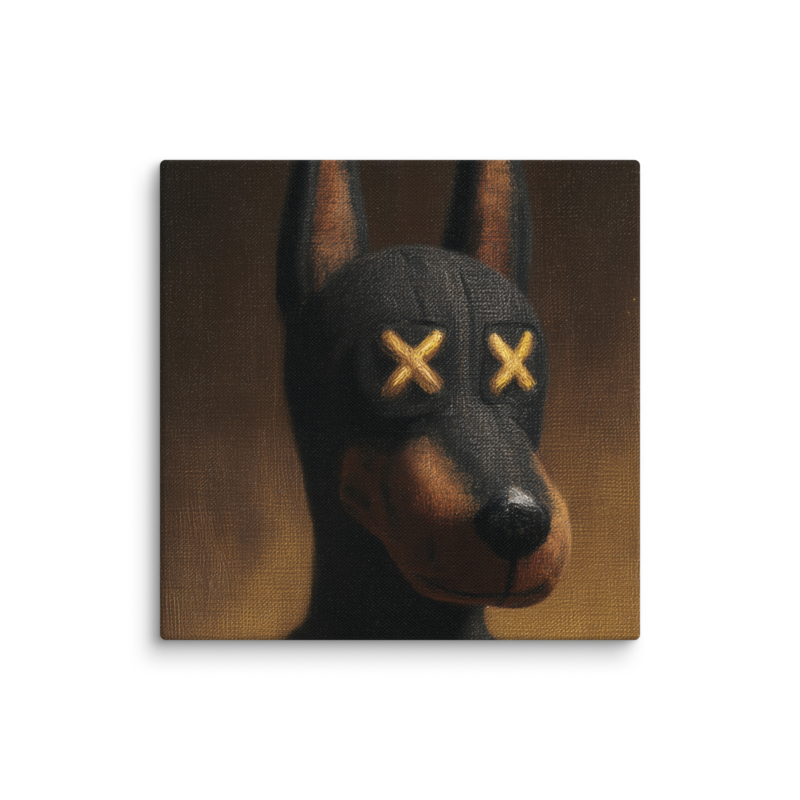 Doberman Portrait Canvas Print – Dark Luxury Street Art Wall Art | Bold Masculine Home Decor
