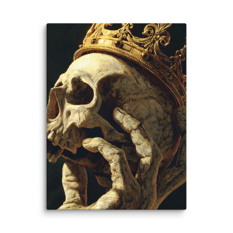 Gothic Wall Art – Crowned Skull Canvas Print | Dark Academia Memento Mori Home Decor