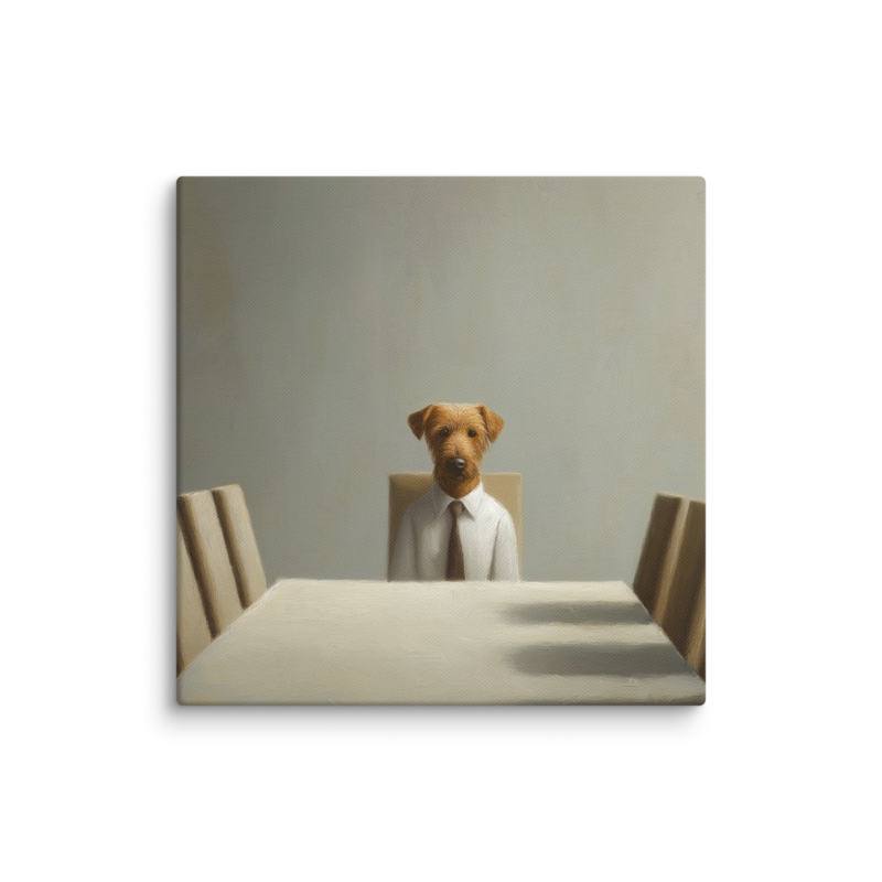 Funny Dog Wall Art – Business Dog Canvas Print | Surrealist Minimalist Office Home Decor