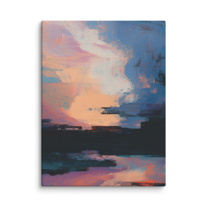 Glitch Sunset Canvas Print – Vaporwave Abstract Wall Art | Dopamine Decor Modern Home Decor