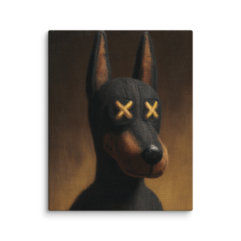 Doberman Portrait Canvas Print – Dark Luxury Street Art Wall Art | Bold Masculine Home Decor