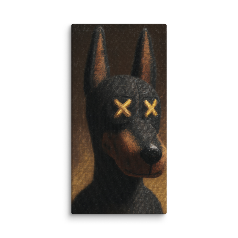 Doberman Portrait Canvas Print – Dark Luxury Street Art Wall Art | Bold Masculine Home Decor