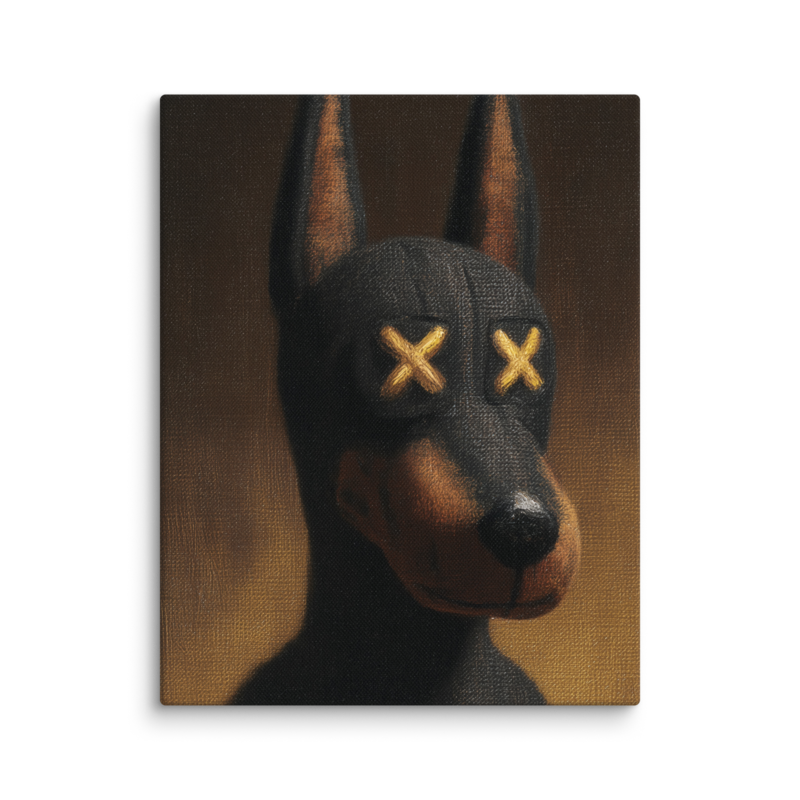 Doberman Portrait Canvas Print – Dark Luxury Street Art Wall Art | Bold Masculine Home Decor