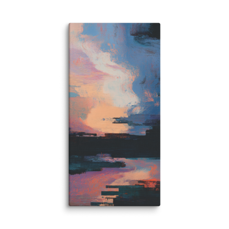 Glitch Sunset Canvas Print – Vaporwave Abstract Wall Art | Dopamine Decor Modern Home Decor