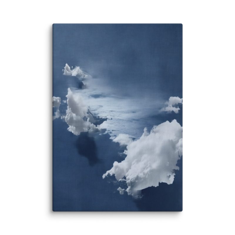 Blue Cloud Canvas Print – Coastal Minimalist Wall Art | Navy Japandi Calm Home Decor