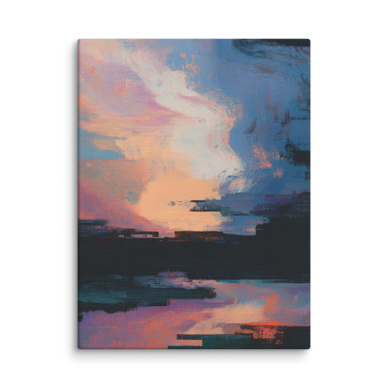 Glitch Sunset Canvas Print – Vaporwave Abstract Wall Art | Dopamine Decor Modern Home Decor