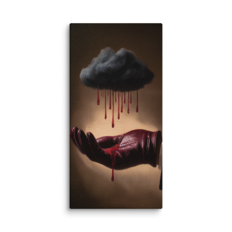 Surrealist Wall Art – Dark Cloud Hand Canvas Print | Gothic Moody Chiaroscuro Home Decor