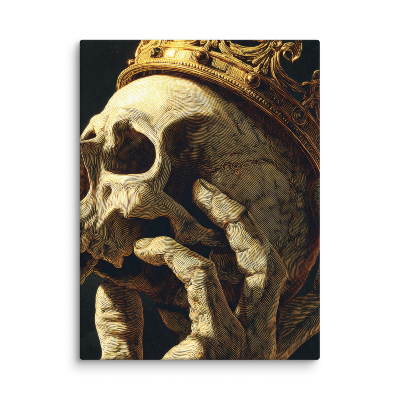 Gothic Wall Art – Crowned Skull Canvas Print | Dark Academia Memento Mori Home Decor