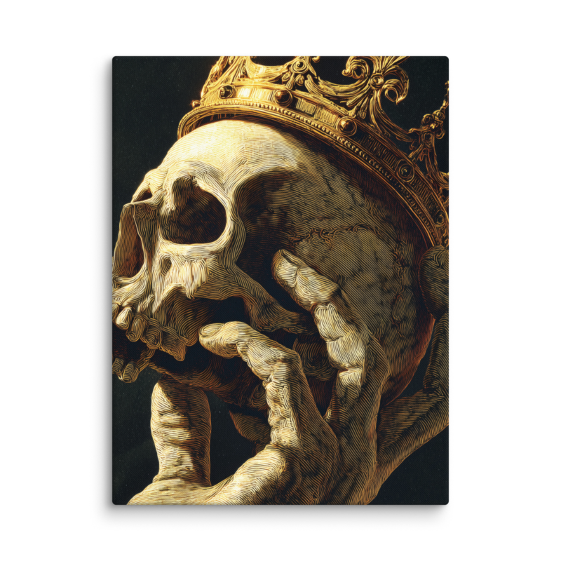 Gothic Wall Art – Crowned Skull Canvas Print | Dark Academia Memento Mori Home Decor