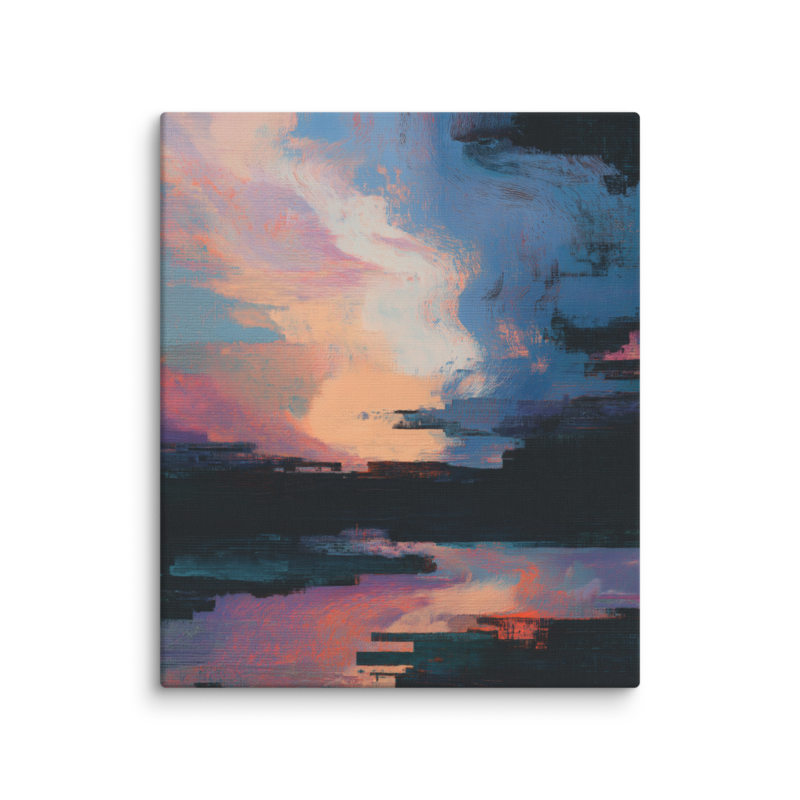Glitch Sunset Canvas Print – Vaporwave Abstract Wall Art | Dopamine Decor Modern Home Decor