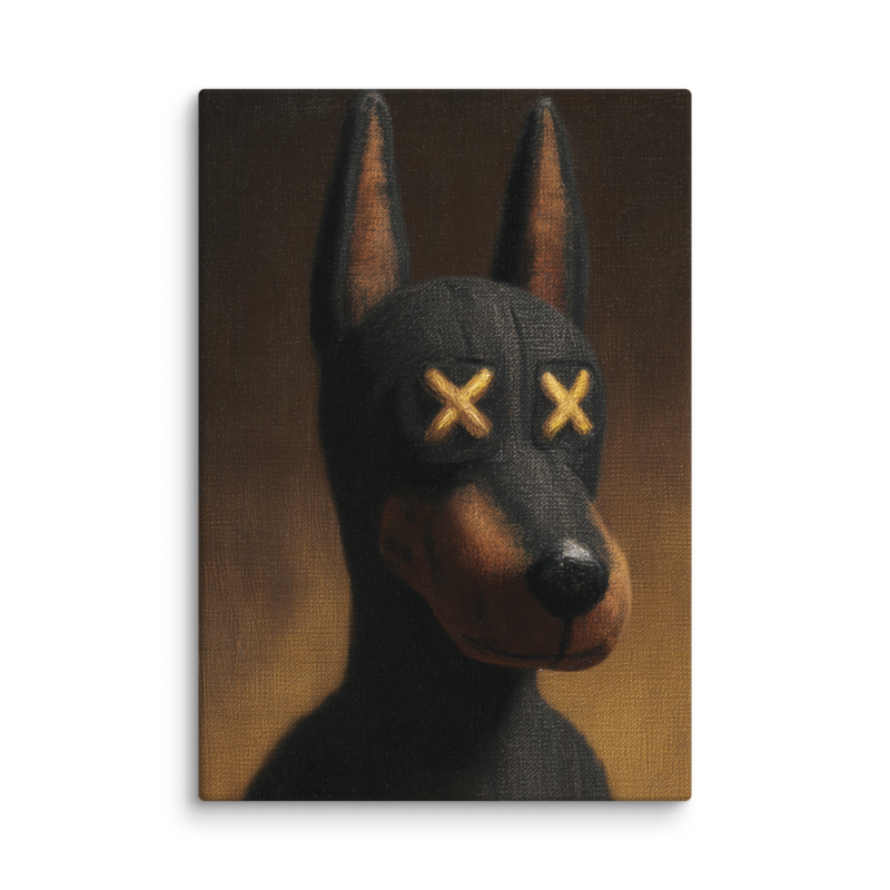 Doberman Portrait Canvas Print – Dark Luxury Street Art Wall Art | Bold Masculine Home Decor