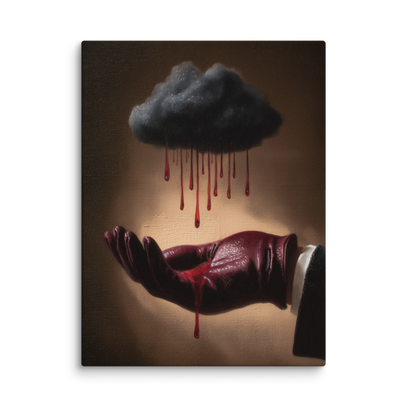 Surrealist Wall Art – Dark Cloud Hand Canvas Print | Gothic Moody Chiaroscuro Home Decor