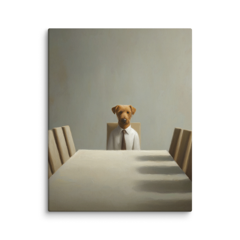Funny Dog Wall Art – Business Dog Canvas Print | Surrealist Minimalist Office Home Decor
