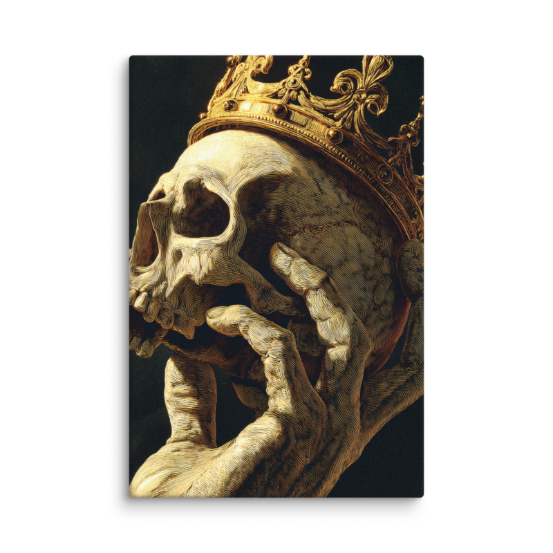 Gothic Wall Art – Crowned Skull Canvas Print | Dark Academia Memento Mori Home Decor