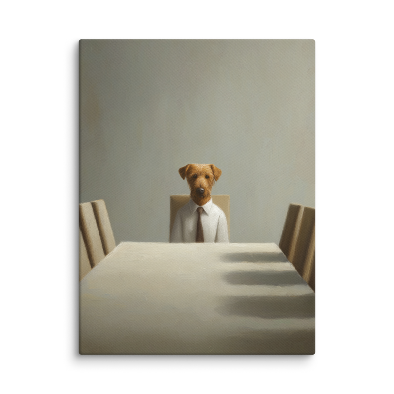 Funny Dog Wall Art – Business Dog Canvas Print | Surrealist Minimalist Office Home Decor