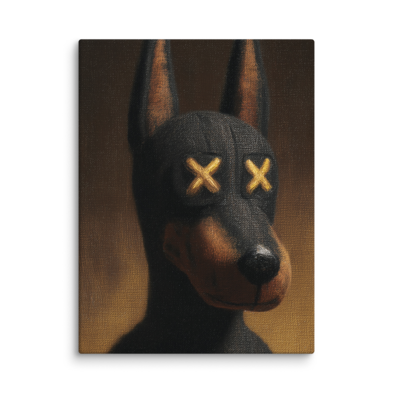Doberman Portrait Canvas Print – Dark Luxury Street Art Wall Art | Bold Masculine Home Decor