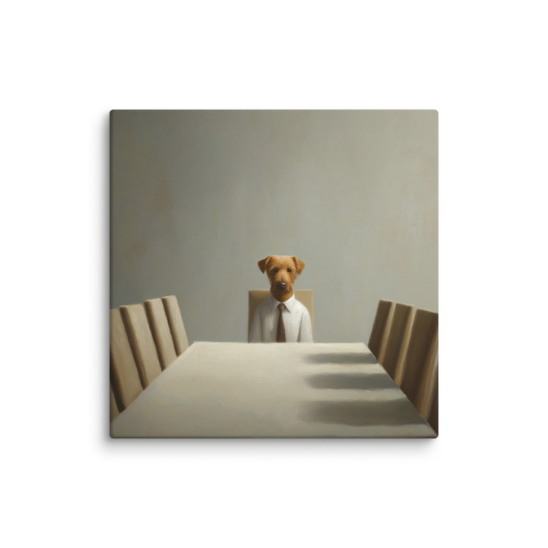 Funny Dog Wall Art – Business Dog Canvas Print | Surrealist Minimalist Office Home Decor