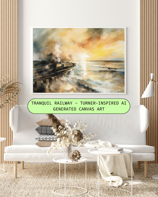 "Tranquil Railway" - Turner-Inspired AI Generated Canvas Art