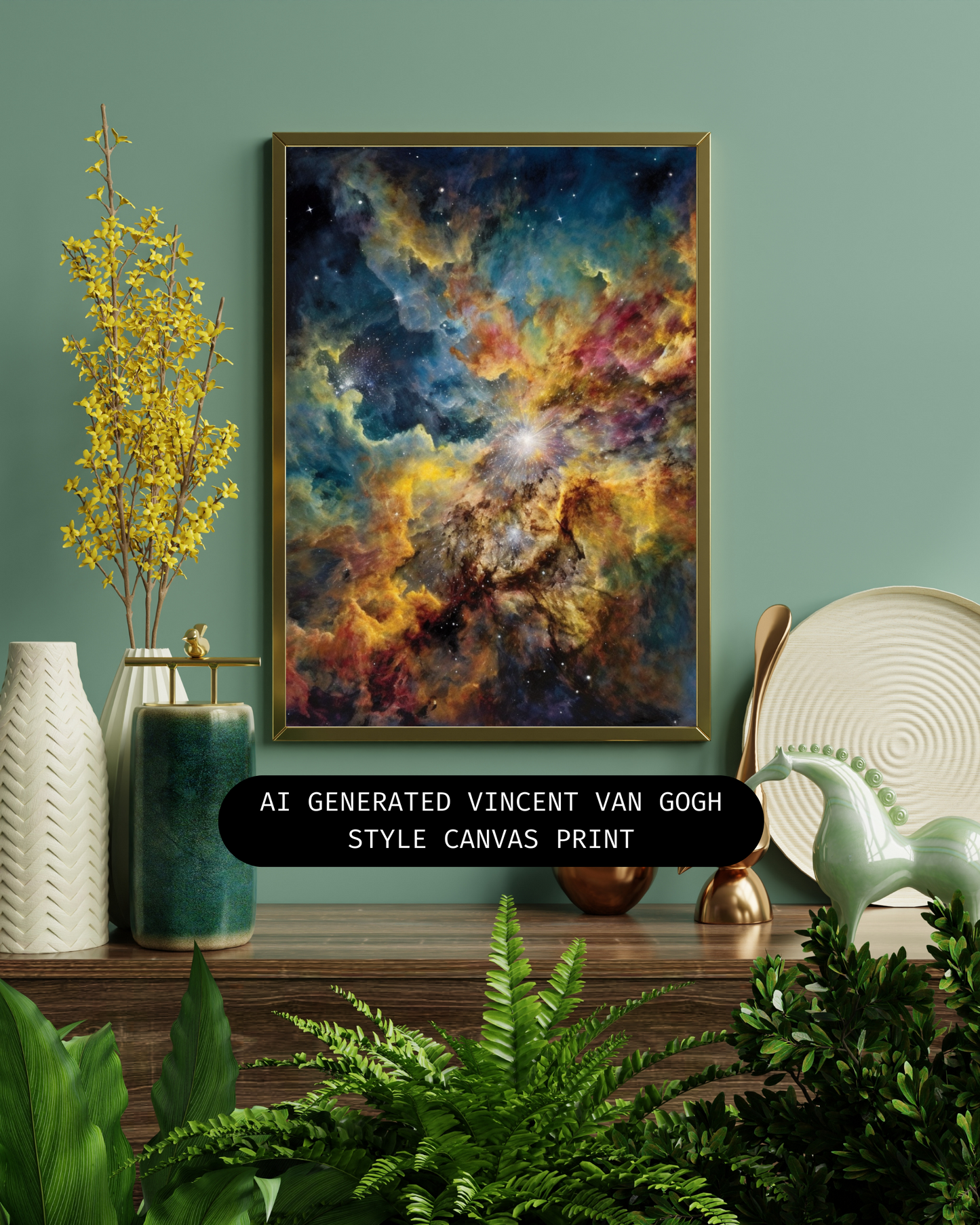 "Cosmic Dance" - AI Generated Vincent van Gogh Style Canvas Print