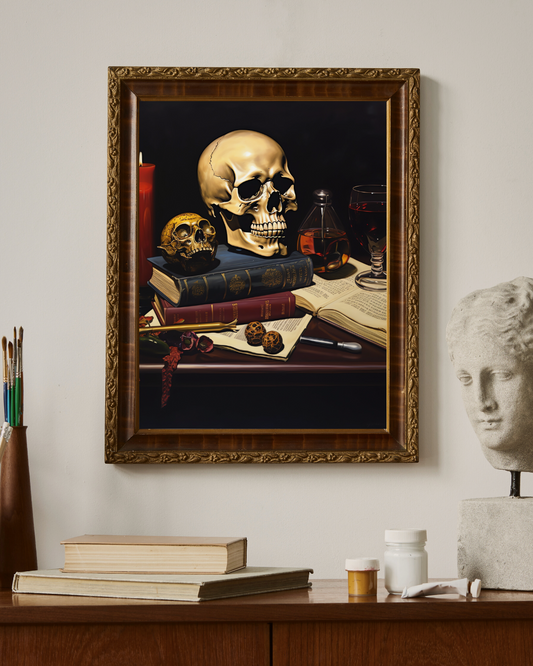 Vanitas Reimagined: A Caravaggio-Inspired Ultra Realistic Oil Painting Canvas Print