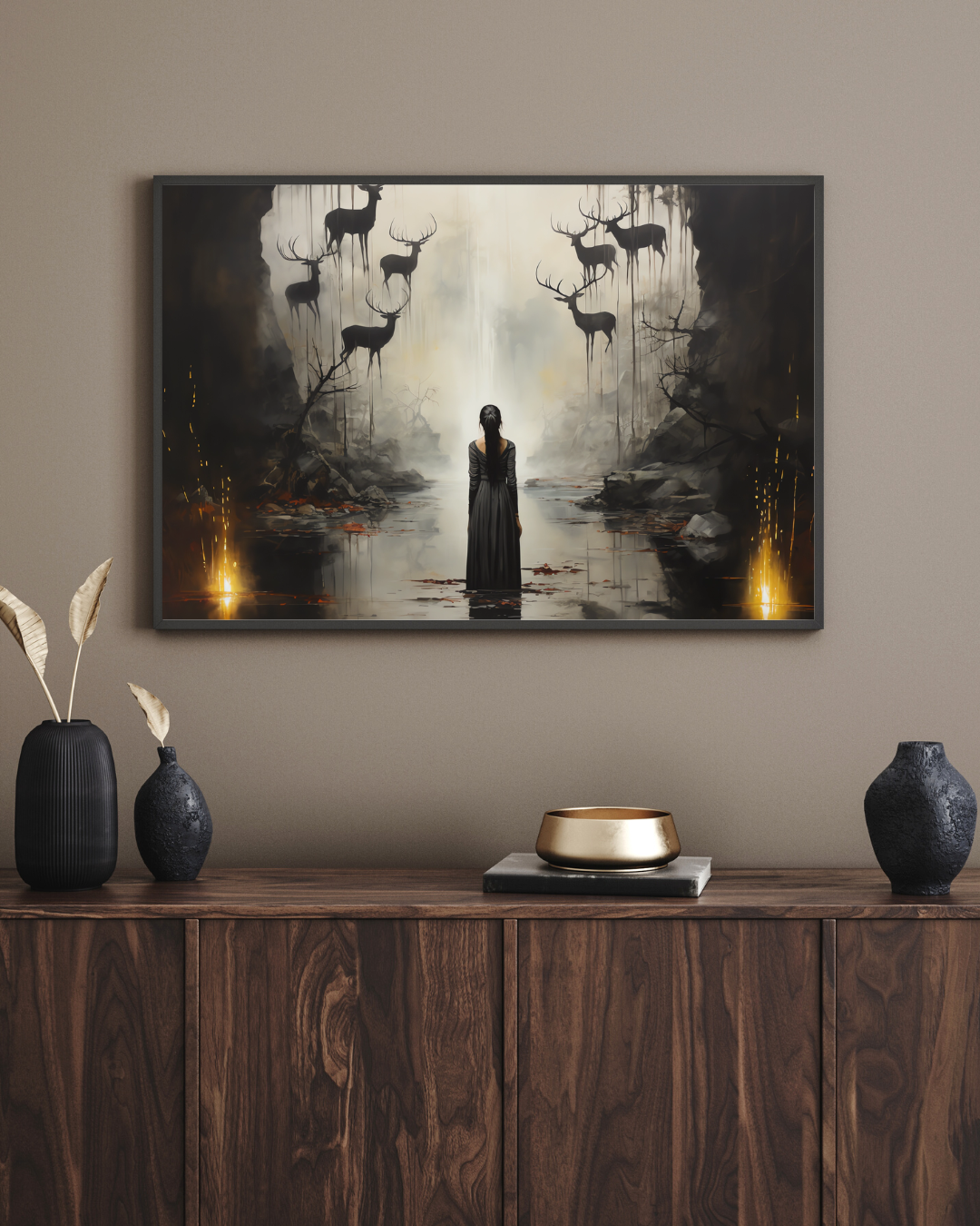Lake Serenade: Haunting Maiden Canvas Print Inspired by Francisco de Goya