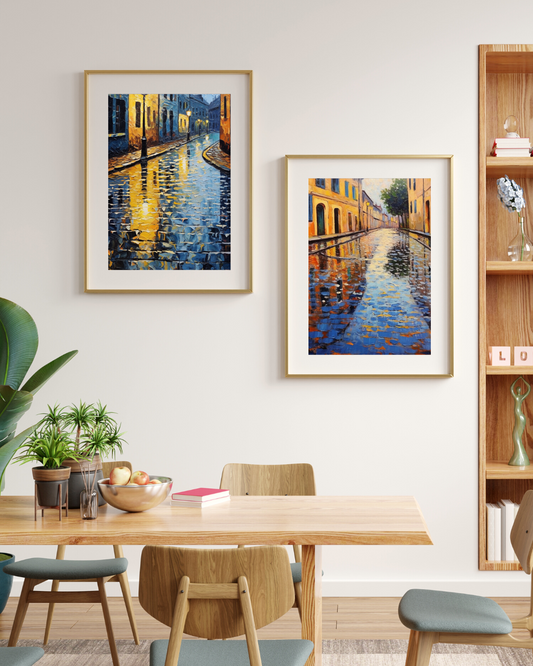 Nocturnal Showers: Monet-Inspired Oil Canvas Print - Night Version