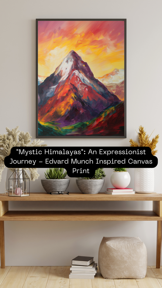 "Mystic Himalayas": An Expressionist Journey - Edvard Munch Inspired Canvas Print