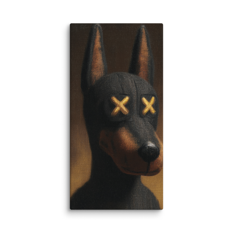 Doberman Portrait Canvas Print – Dark Luxury Street Art Wall Art | Bold Masculine Home Decor