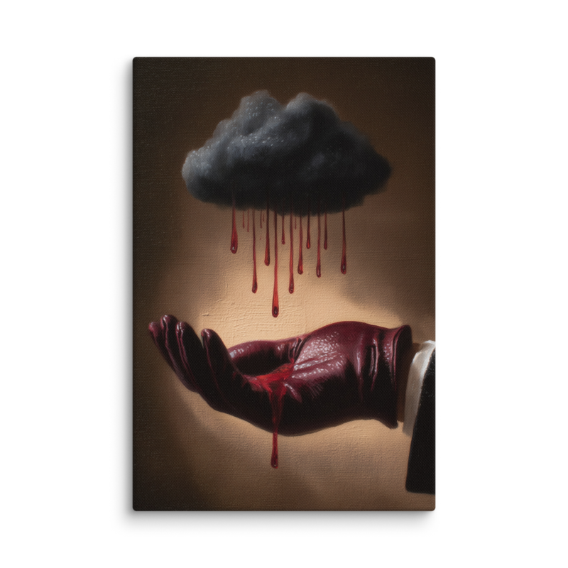 Surrealist Wall Art – Dark Cloud Hand Canvas Print | Gothic Moody Chiaroscuro Home Decor